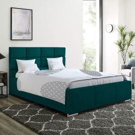 Gerali Plush Velvet Fabric Bed, Green Colour - 5 Sizes