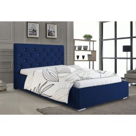 Hillary Plush Velvet Fabric Bed, Blue Colour - 5 Sizes