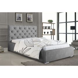 Hillary Plush Velvet Fabric Bed, Grey Colour - 5 Sizes