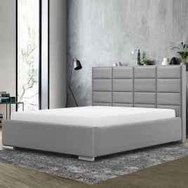 Tuanso Plush Velvet Fabric Bed, Silver Colour - 5 Sizes