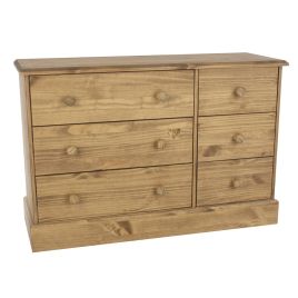 Pine Finish Chest of Drawers - CLARA Large Chest 6 Drawers Double Chest