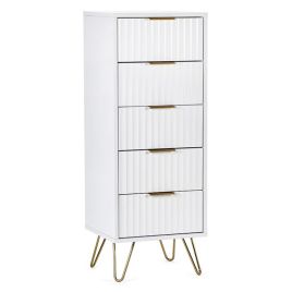 White Chest of Drawers - MORDEN Tallboy Medium Chest  5 Drawers