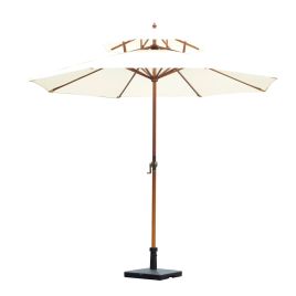 2.7m Patio Double Tier Umbrella Parasol - Beige