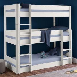Trio Solid Pine Kids Bunk Bed - Surf White