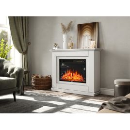 Electric Fireplace with White Wooden Mantel - 82.5cm H
