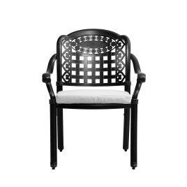 Set of 2 Outdoor Dining Chairs with Cushions Cast Aluminum