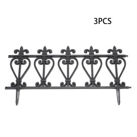 Set of 3 Decorative Garden Border Fence Outdoor Lawn Edging
