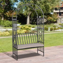 Metal Frame Bench with Arch - Grey