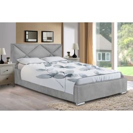 Mevena Plush Velvet Fabric Bed, Silver Colour - 5 Sizes
