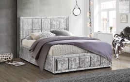 Birlea Hannover Steel Crushed Velvet Ottoman Storage Bed - Small Double 4ft