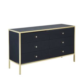 Black Chest of Drawers - FIESTA Large Chest 6 Drawers Double Chest