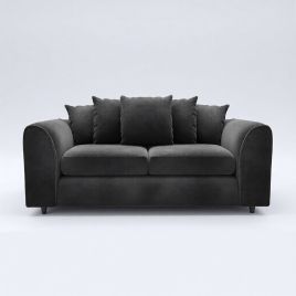 DELANO Plush Velvet 3 Seater Scatterback Sofa - Black