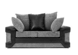DENZEL Jumbo Cord Fabric 2 Seater Sofa - Black and Grey