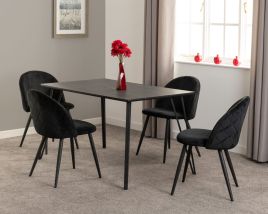 Marlow Dining Set - Black Marble Effect Black  Velvet