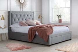 Birlea Woodbury Grey Fabric 4-Drawer Storage Bed Frame - Kingsize 5ft