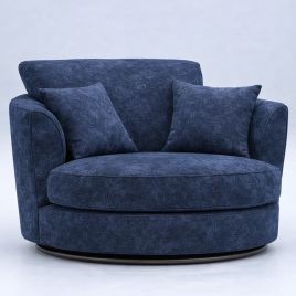 LORVANI Fabric Swivel Chair - Midnight Blue