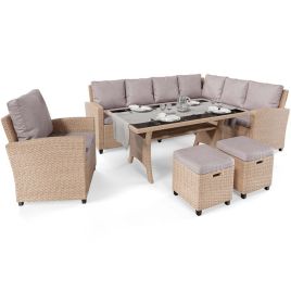 MARKLEY Garden Table and Sofa Set - Beige with Light Grey