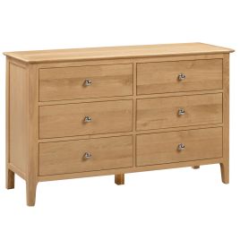 Oak Finish Chest of Drawers - CLAPPEN Large Chest 6 Drawers Double Chest