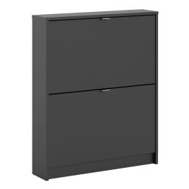 Shoe cabinet  w. 2 tilting doors and 1 layer - Matt Black