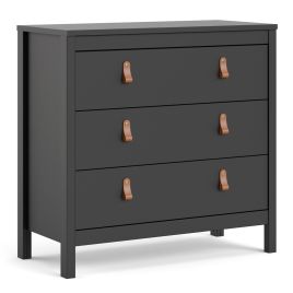 Black Chest of Drawers - BURNLEY Medium Chest 3 Drawers