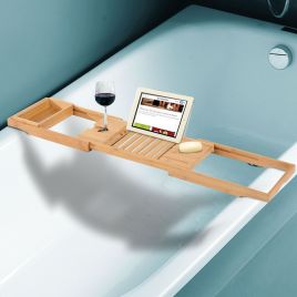 Extendable Bamboo Bathtub Shelf