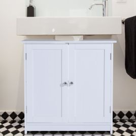 Under Sink Bathroom Storage Cabinet 2 Layers White