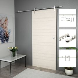 Sliding Door Hardware Kit 183cm Stainless Steel Silver