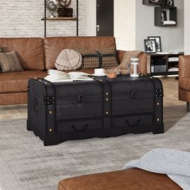Treasure Chest Wood Black 90x51x42cm