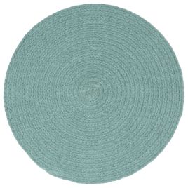 Placemats 6 pcs Plain Green 38 cm Round Cotton