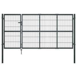 Garden Gate with Posts Steel 350x120 cm Anthracite