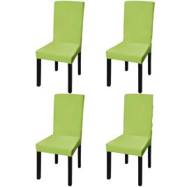 Straight Stretchable Chair Cover 4 pcs Green