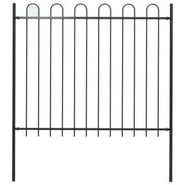 Garden Fence with Hoop Top Steel 1.7 m Black