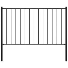 Fence Panel with Posts Powder-coated Steel 1.7x0.75 m Black