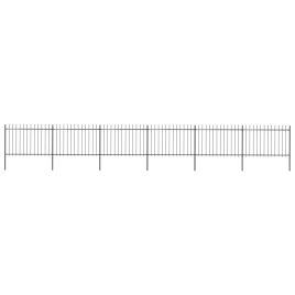 Garden Fence with Spear Top Steel 10.2x1.2 m Black