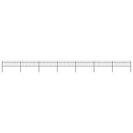 Garden Fence with Hoop Top Steel 11.9x0.6 m Black