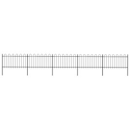 Garden Fence with Hoop Top Steel 8.5x1 m Black
