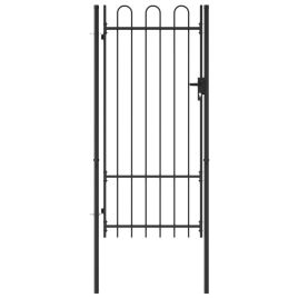 Fence Gate Single Door with Arched Top Steel 1x2 m Black
