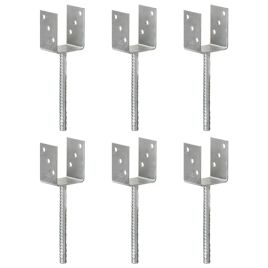 Fence Anchors 6 Pcs Silver 8x6x30cm Galvanised Steel