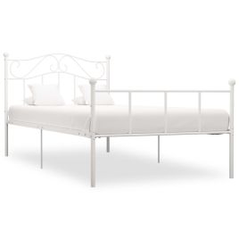 Bed Frame White Metal 100x200 cm