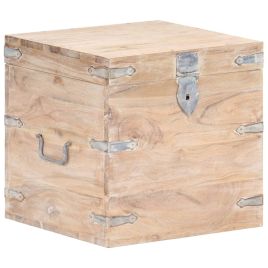 Chest 40x40x40cm Solid Acacia Wood Whitish Oak - Baoli