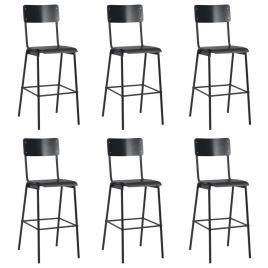 Bar Chairs 6 pcs Black Solid Plywood Steel