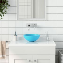 Bathroom Sink Ceramic Light Green Round