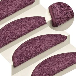 Carpet Stair Treads 15 pcs Dark Purple 56x17x3 cm