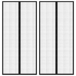 Insect Door Curtains 2 Pcs with Magnet Blocks Black 220x110cm