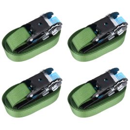 Ratchet Tie Down Straps 4 Pcs 800 daN 6 m Green