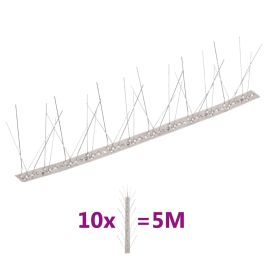 5-row Stainless Steel Bird & Pigeon Spikes Set of 10 5 m
