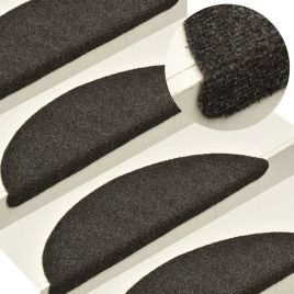Self-adhesive Stair Mats 10Pcs Anthracite 56x17x3cm Needle Punch