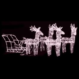 Roche Reindeers Sleigh Decoration 280x28x55cm Acrylic