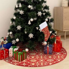 Chena Luxury Christmas Tree Skirt Sock Red 90cm Fabric