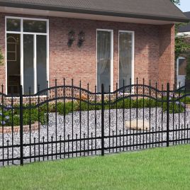 Garden Fence with Spear Top Black 140 cm Powder-coated Steel